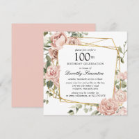 Dusty Pink Rose Floral 100º Aniversário