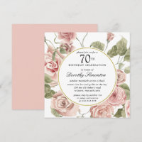 Dusty Pink Rose Floral 70 Birthday