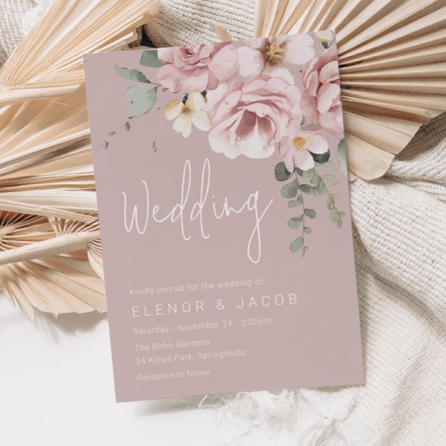 Convites Dusty Pink & Sage Floral Weding (Criador carregado)