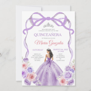 Convites Dusty Purple Arco Princesa Silver Quinceañera