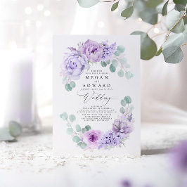 Convites Dusty Purple Floral Elegant Boho Wedding