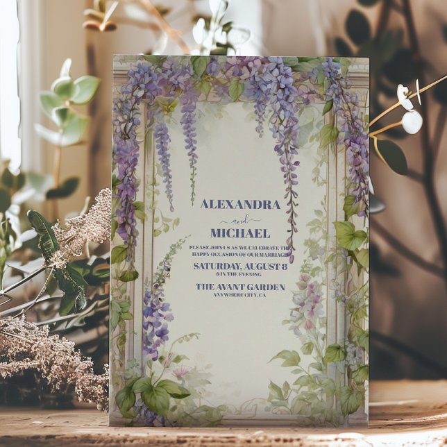 Convites Dusty Purple Floral Elegant Boho Wedding (Criador carregado)