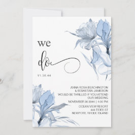 Convites *~* Dusty Rosa Blue Floral RSVP - QR AR15 WEDDING