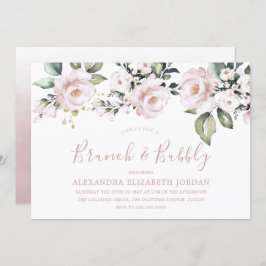 Convites Dusty Rosa Blush Brunch e Chá de panela de espuma