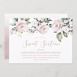 Convites Dusty Rosa Blush Brunch e Sweet 16 Party
