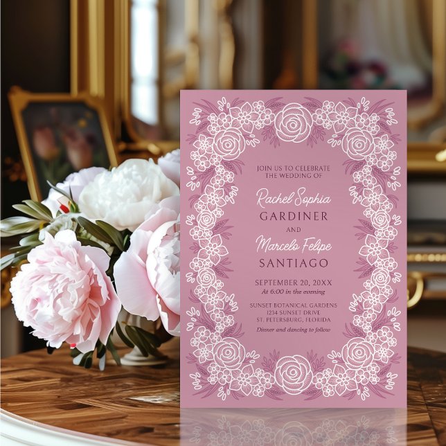 Convites Dusty Rosa Botanical Floral Wedding (Criador carregado)