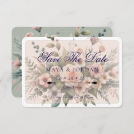 Convites Dusty Rosa Botanical Save The Date Elegant Floral