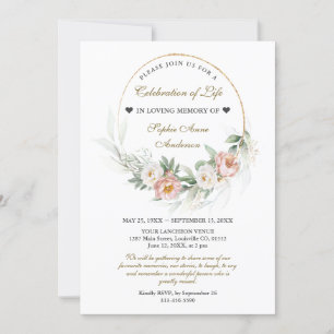 Convites Dusty Rosa: Celebração do Memorial Funeral da Vida