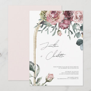 Convites Dusty Rosa & Dourado Arch Modern Blush Weds