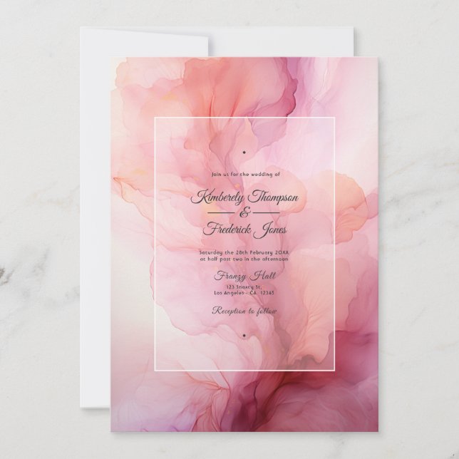 Convites Dusty Rosa e Mauve Ink Wedding (Frente)