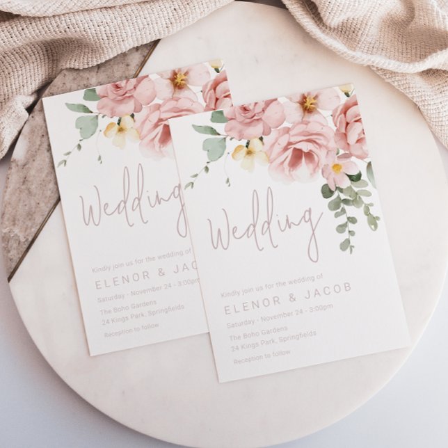 Convites Dusty Rosa e Sage Floral Wedding (Criador carregado)