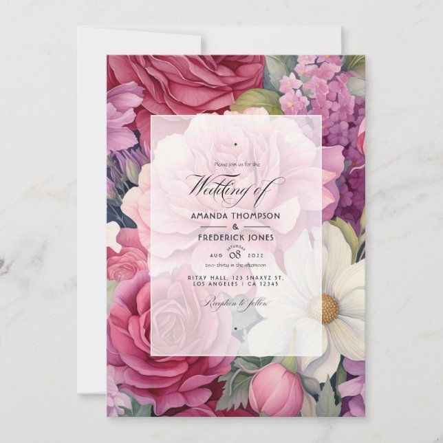 Convites Dusty Rosa e Sage Floral Wedding (Frente)