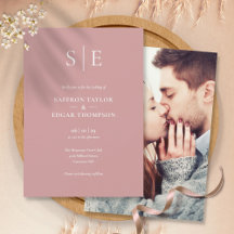 Dusty Rosa Elegant Monograma Foto Casamento