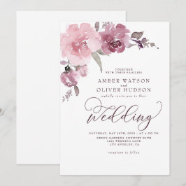 Convites Dusty Rosa Floral Blush Pink Pastel Flor Casamento