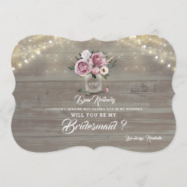 Convites Dusty Rosa Floral Rustic Você Será Minha Porta-Cab