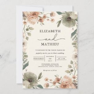 Convites Dusty Rosa Floral Watercolor Casamento