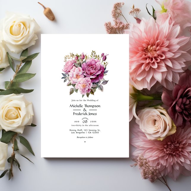 Convites Dusty Rosa Floral Wedding (Criador carregado)