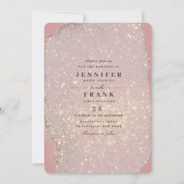 Convites Dusty Rosa Glam Dourado Brilhante Elegante Rosa Mo