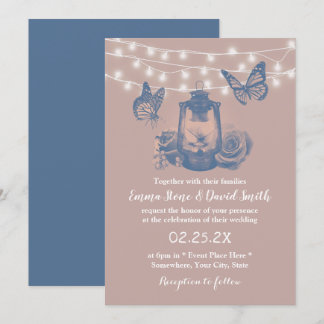 Convites Dusty Rosa Lanterna e Borboletas Casamento Russo