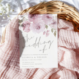 Convites Dusty Rosa Mauve Blush Floral Watercolor Casamento