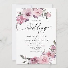Convites Dusty Rosa Mauve Pink Blush Casamento Floral