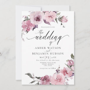 Convites Dusty Rosa Mauve Pink Blush Casamento Floral