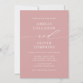 Convites Dusty Rosa Minimalist Wedding