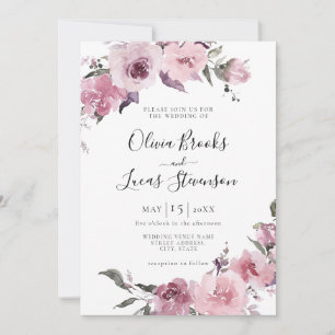 Convites Dusty Rosa Rosa Mauve Blush Casamento Floral