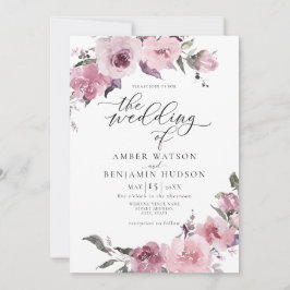 Convites Dusty Rosa Rosa Mauve Blush Casamento Floral