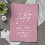 Convites Dusty Rosa Rosa Script Simples Mulheres 50º Aniver<br><div class="desc">Convites formais de 50 anos com "cinquenta" texto em um roteiro de caligrafia. Fonte branca num fundo roxo-rosa feminino.</div>
