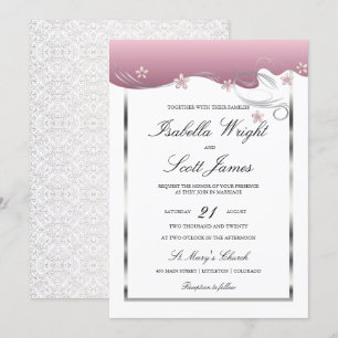 Convites Dusty Rosa Swirl Floral Wedding Design