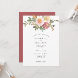 Convites Dusty Rosa Wedding Elegante Floral Modern Script I