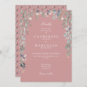 Convites Dusty Rosa Wildflower Floral Greenery Casamento
