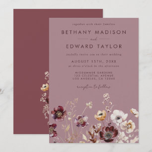 Convites Dusty Rosa Wildflower Wedding