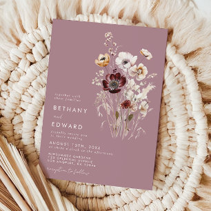 Convites Dusty Rosa Wildflower Wedding