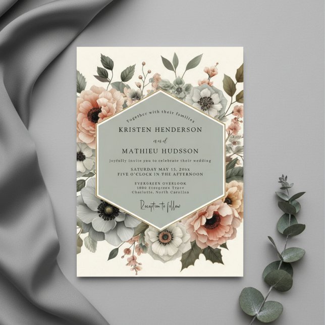 Convites Dusty Rose Botanical Elegance Wedding (Criador carregado)