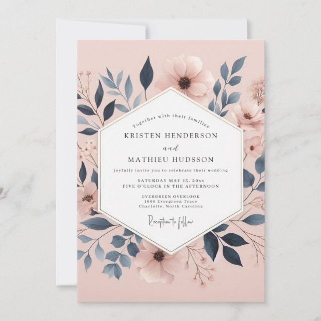 Convites Dusty Rose Botanical Elegance Wedding (Frente)