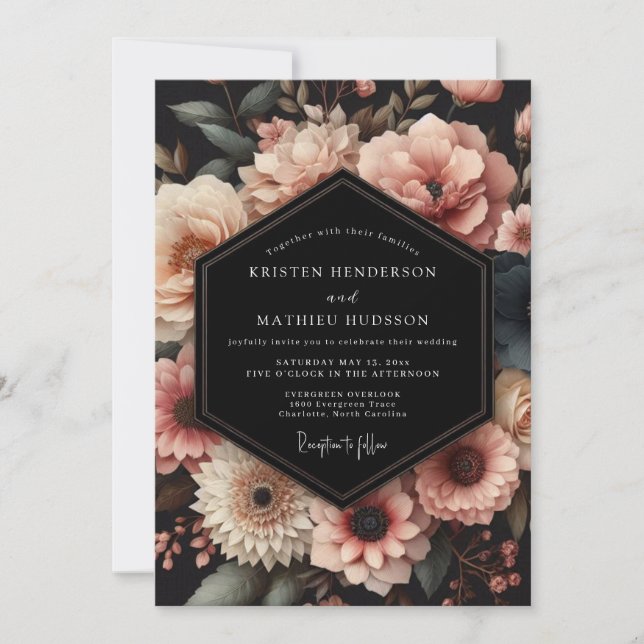 Convites Dusty Rose Botanical Romance Wedding (Frente)