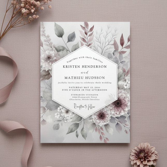 Convites Dusty Rose Botanical Whimsical Wedding (Criador carregado)