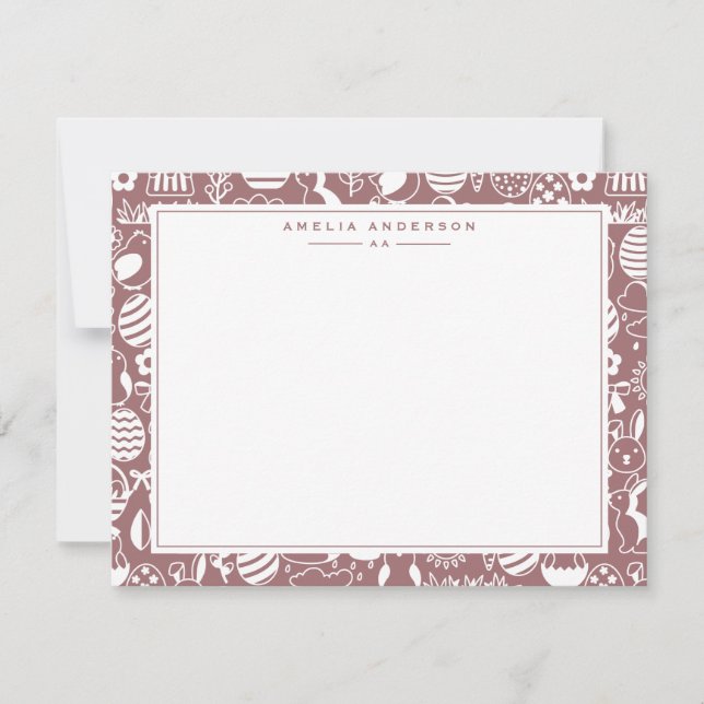 Convites Dusty Rose Easter Egg Frame Note Card (Frente)