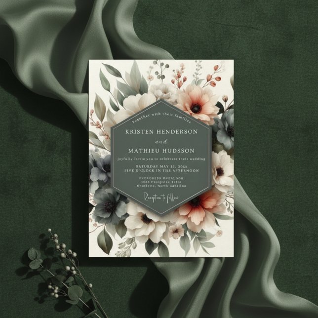 Convites Dusty Rose Floral Romantic Wedding (Criador carregado)