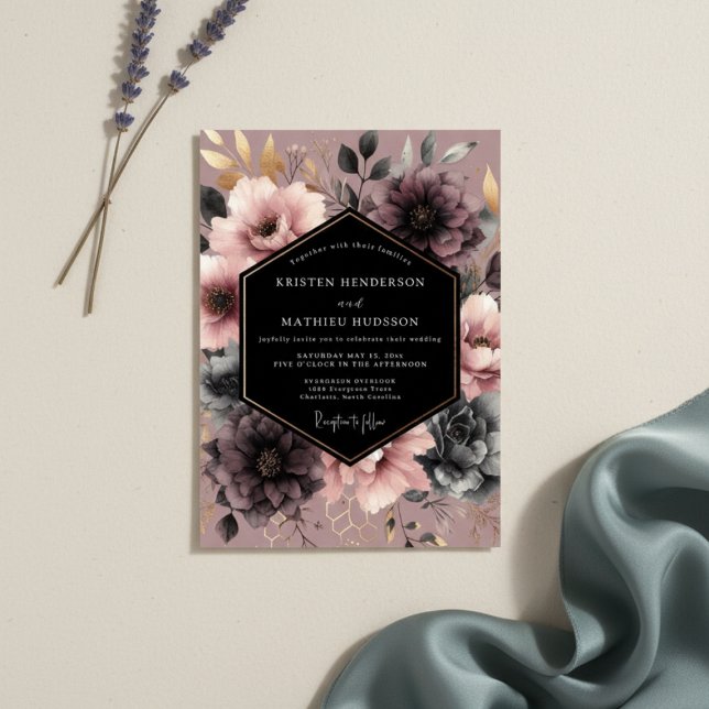Convites Dusty Rose Floral Wedding (Criador carregado)
