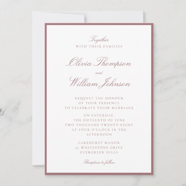 Convites Dusty Rose Framed Wedding Invitation (Frente)