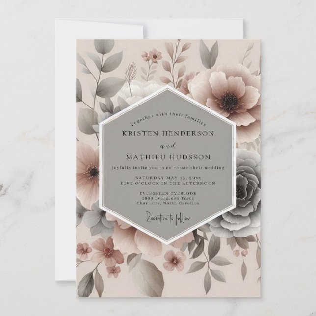 Convites Dusty Rose Misty Bloom Wedding (Frente)