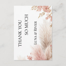 Convites Dusty rose pampas grass thank you card 