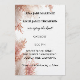 Convites Dusty Rose Pampas Grass Wedding Invitation