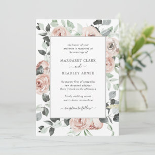 Convites Dusty Rose Pink Floral Elegant Wedding