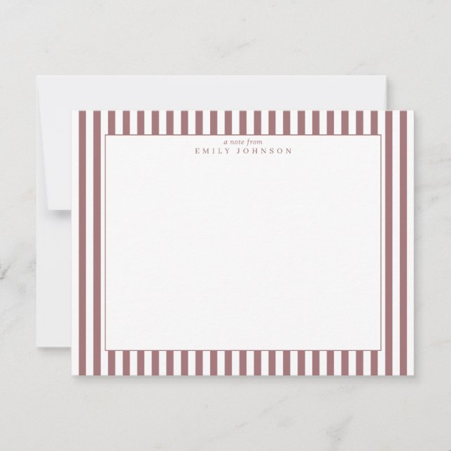 Convites Dusty Rose Striped Note Card (Frente)