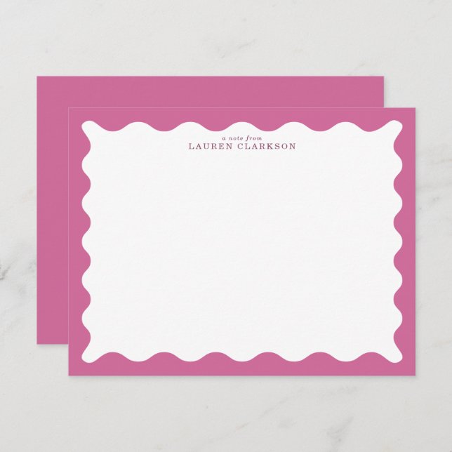 Convites Dusty Rose Wavy Frame Note Card (Frente/Verso)