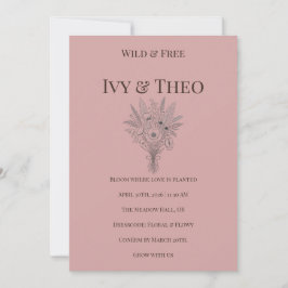 Convites Dusty Rose Wedding Invitation Wildflower Boho